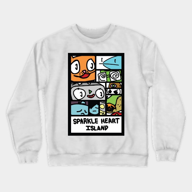 Sparkle Heart Island Comic Cover Crewneck Sweatshirt by lustreflux